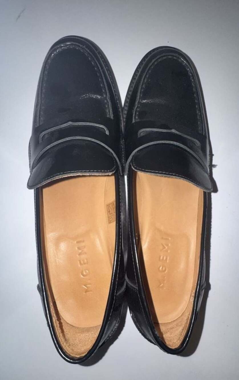 M.Gemi Black Leather Penny Loafers